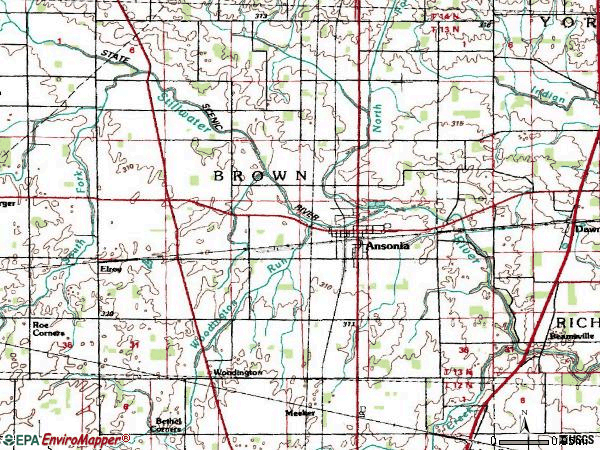 Zip code 45303 topographic map