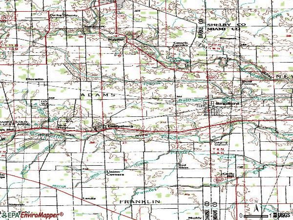 Zip code 45308 topographic map