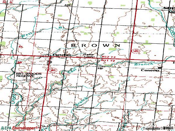 Zip code 45326 topographic map