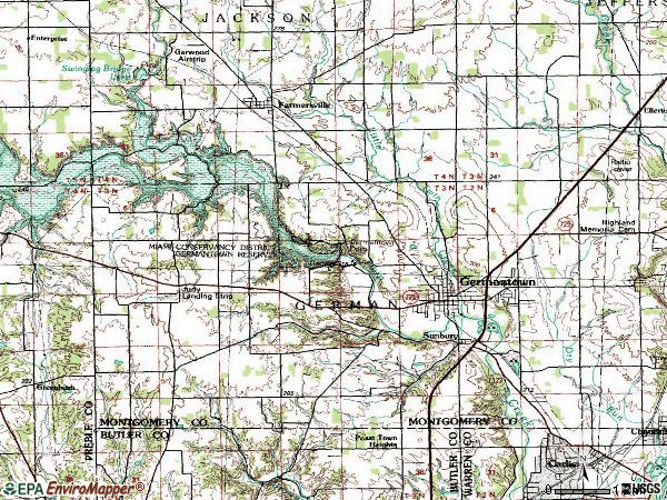 Zip code 45327 topographic map