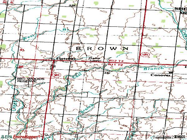 Zip code 45331 topographic map