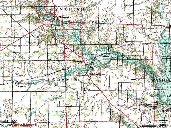 Zip code 45333 topographic map