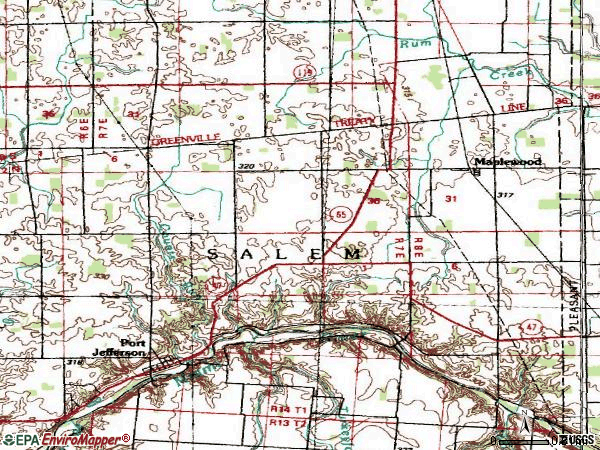 Zip code 45340 topographic map
