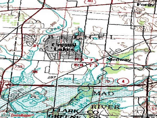 Zip code 45341 topographic map