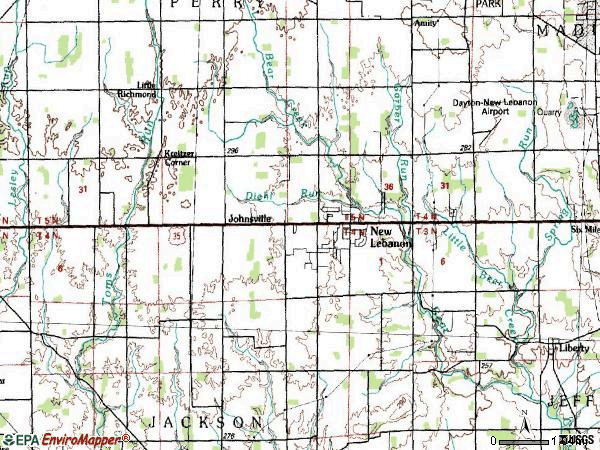 Zip code 45345 topographic map