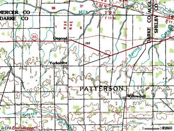 Zip code 45388 topographic map