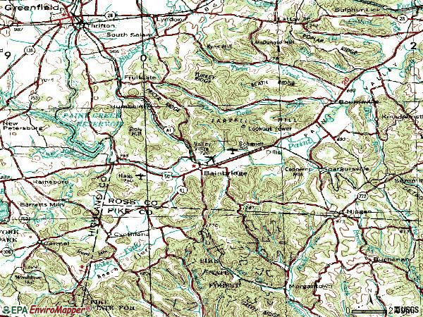 Zip code 45612 topographic map