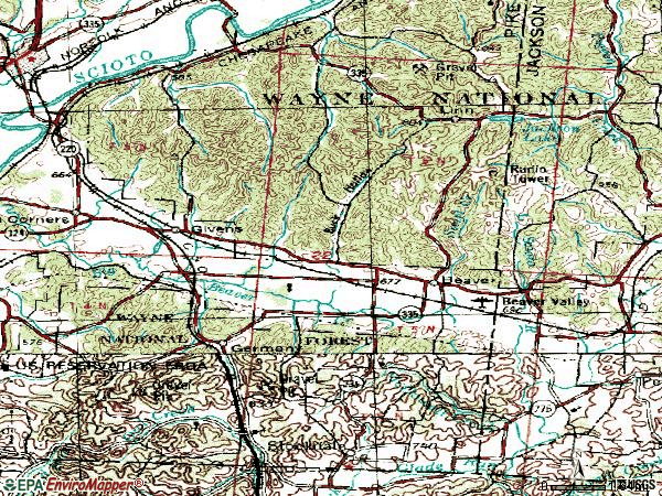 Zip code 45613 topographic map
