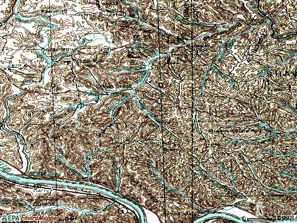 Zip code 45616 topographic map