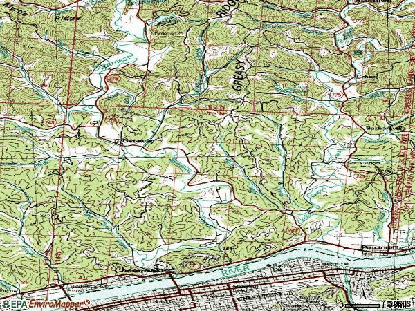Zip code 45619 topographic map