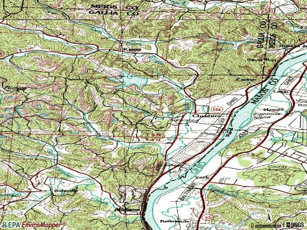 Zip code 45620 topographic map