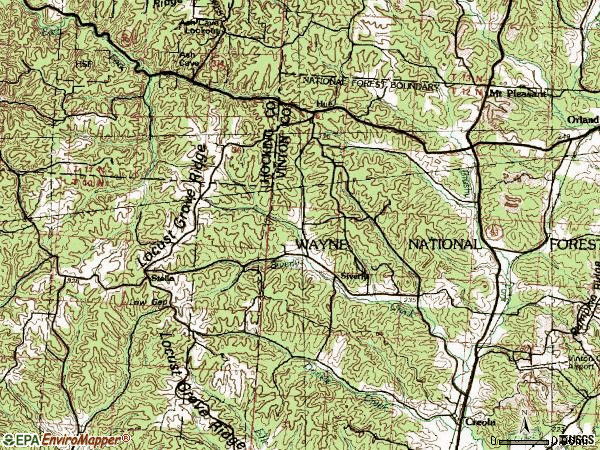 Zip code 45622 topographic map