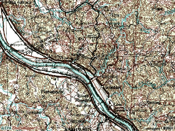 Ironton Ohio Map. Zip code 45638 topographic map