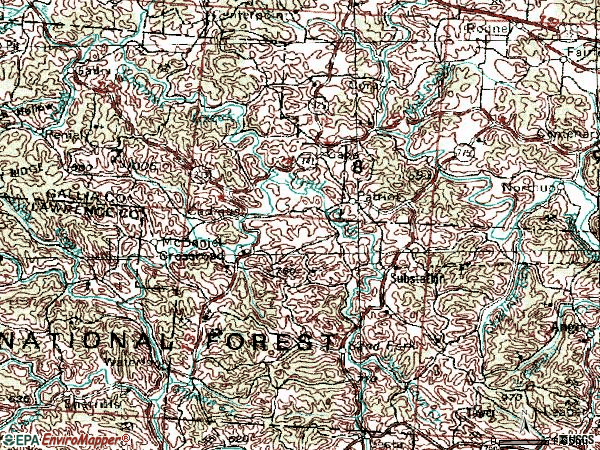 Zip code 45658 topographic map