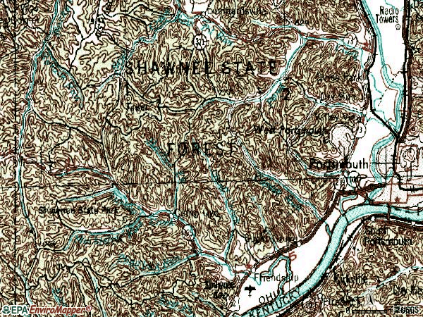 Zip code 45663 topographic map