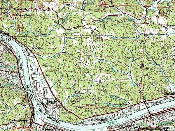 Zip code 45680 topographic map