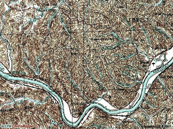 Zip code 45684 topographic map