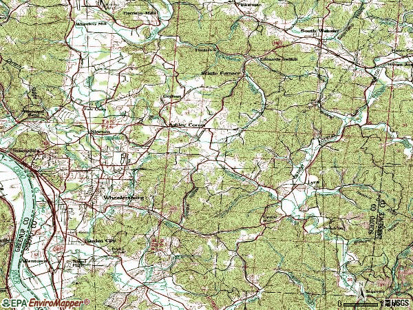 Zip code 45694 topographic map