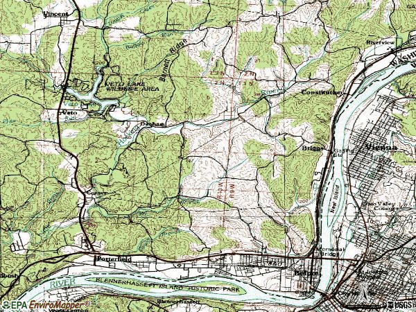 Zip code 45714 topographic map