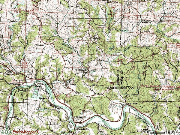 Zip code 45715 topographic map