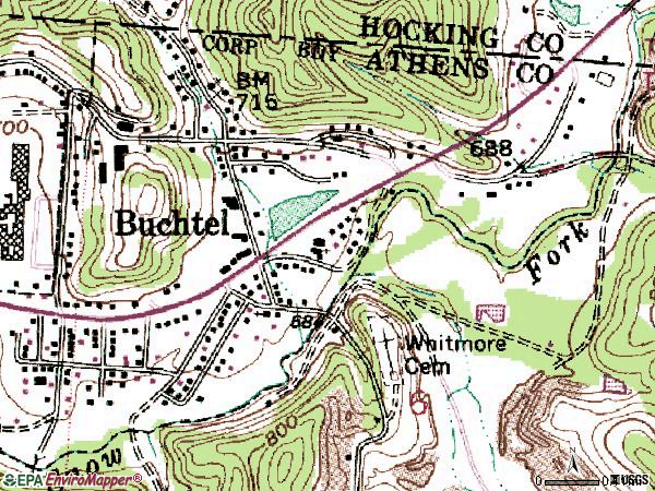 Zip code 45716 topographic map