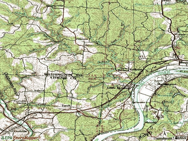 Zip code 45742 topographic map