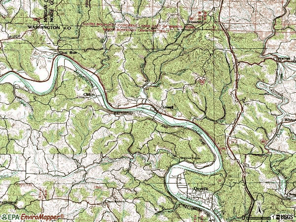 Zip code 45744 topographic map