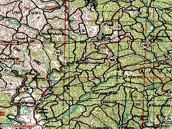 Zip code 45745 topographic map