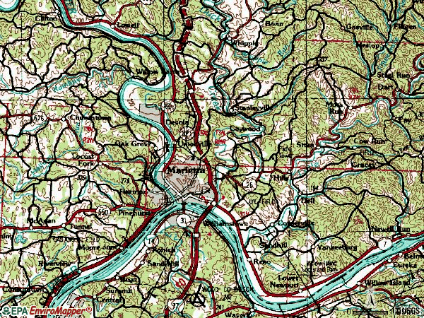 Zip code 45750 topographic map