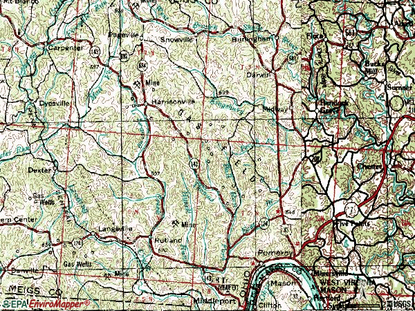 Zip code 45769 topographic map