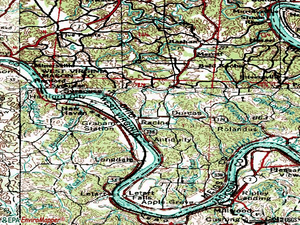 Zip code 45771 topographic map