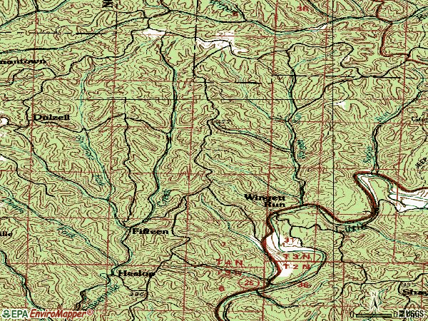Zip code 45789 topographic map