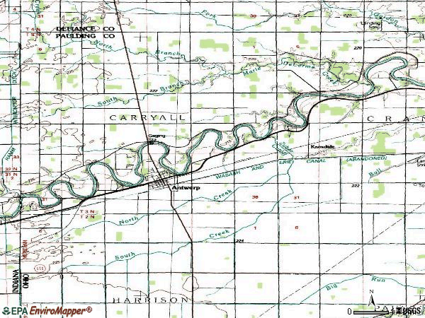 Zip code 45813 topographic map