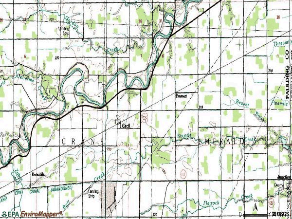 Zip code 45821 topographic map