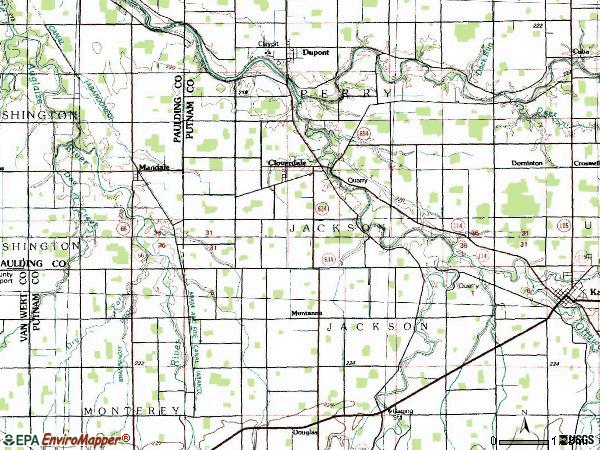 Zip code 45827 topographic map