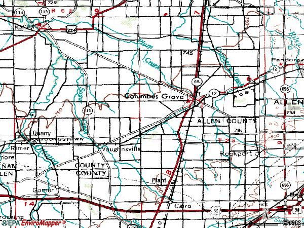 Zip code 45830 topographic map