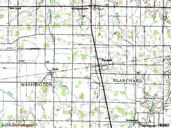 Zip code 45836 topographic map