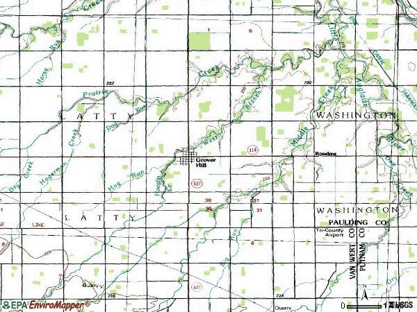 Zip code 45849 topographic map