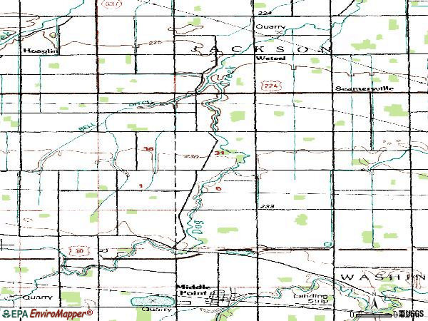 Zip code 45863 topographic map