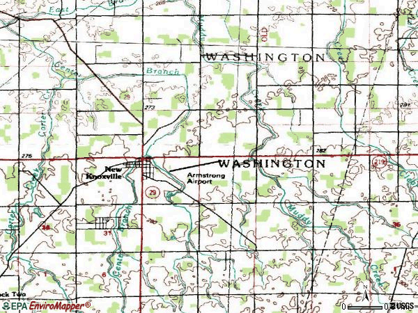 Zip code 45871 topographic map