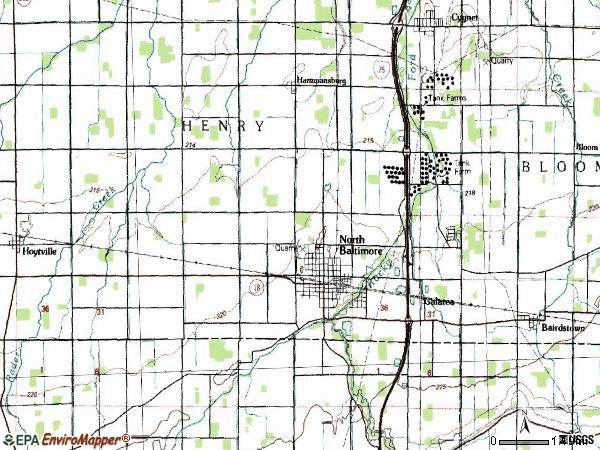 Zip code 45872 topographic map