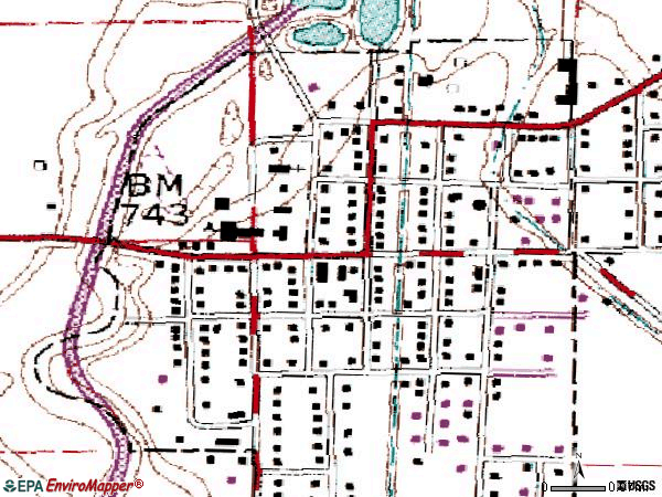 Zip code 45876 topographic map