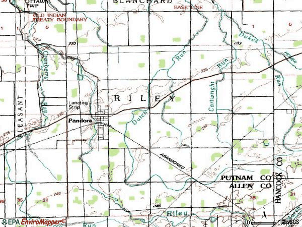 Zip code 45877 topographic map