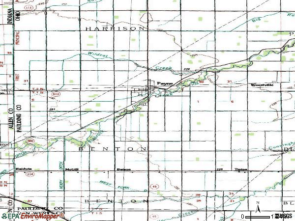 Zip code 45880 topographic map
