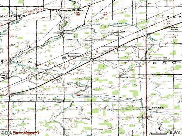 Zip code 45881 topographic map