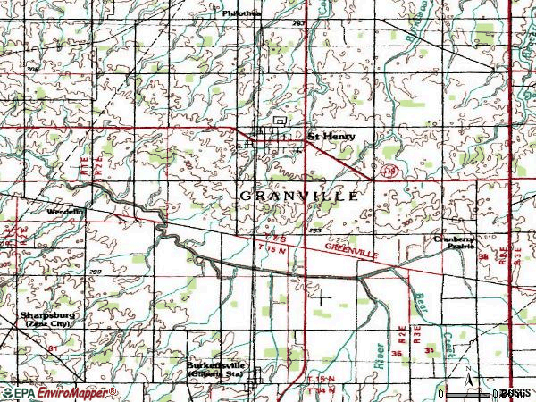 Zip code 45883 topographic map