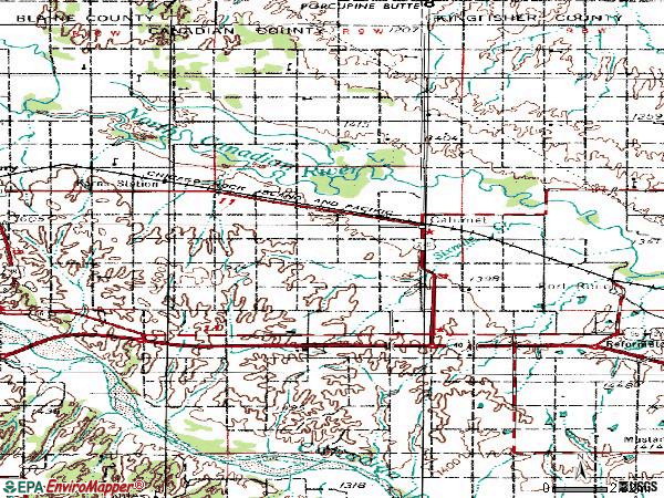Zip code 73014 topographic map
