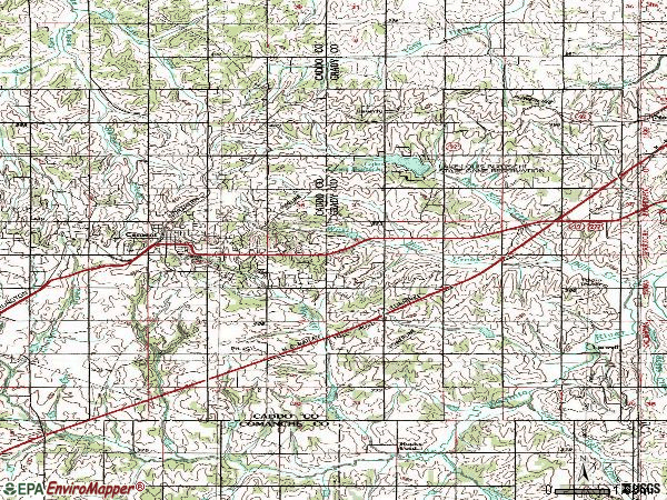 Zip code 73017 topographic map