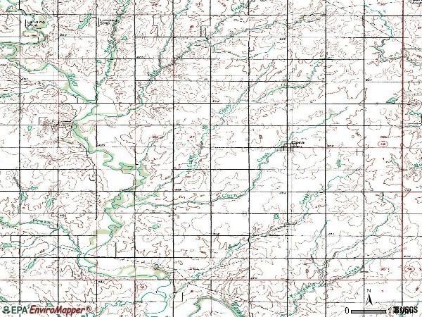 Zip code 73024 topographic map