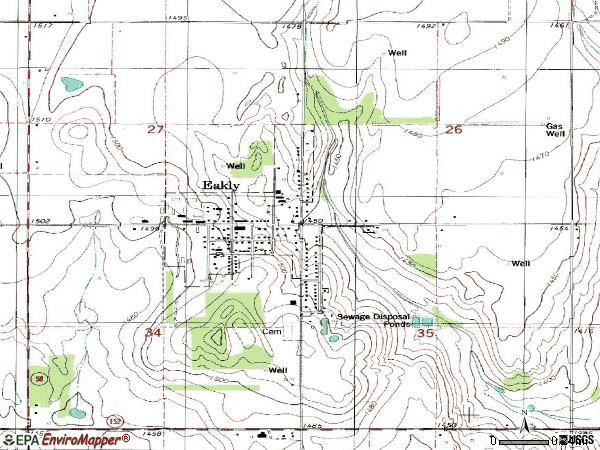 Zip code 73033 topographic map